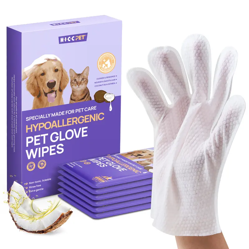 【Summer Sale】HICC PET Disposable Dog Grooming Wipes (20pcs) - Natural, Hypoallergenic, No-Rinse Mess-Free Grooming Wipes with Fermented Oils for Hair Removal, Sticky Hair Control, Deodorizing, Skin Moisture, Paw Care, Outdoor Use