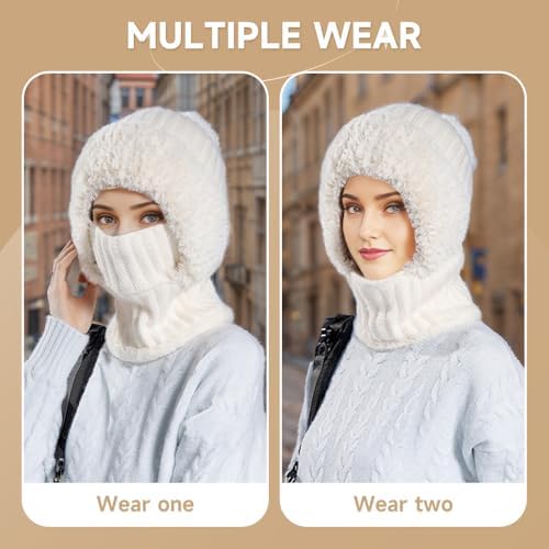 3 in 1 Beanie Hat with Scarf and Mask, 2026 New Women's Knitted Hat, Warm 3 in 1 Beanie Hat for Women
