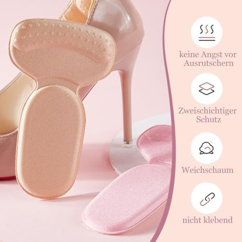 Heel Pads for Shoes, Anti-Slip Heel Liners Soft Cushion Heel Protector Pads for Women Men Shoes, Heel Grippers Heel Protector Sticker for Loose Shoes (8, Beige)