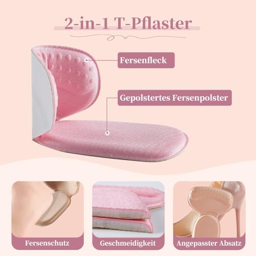 Heel Pads for Shoes, Anti-Slip Heel Liners Soft Cushion Heel Protector Pads for Women Men Shoes, Heel Grippers Heel Protector Sticker for Loose Shoes (8, Beige)