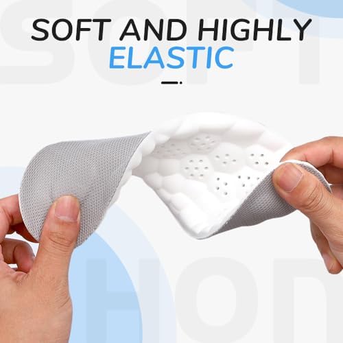 Massage Insoles for Men Women, 2025 New Comfortble Massage Insole, 4D Anti-Slip Breathable Foam Insoles with Arch Support (Gray, Men 6.5-7.5/Women 8-9)