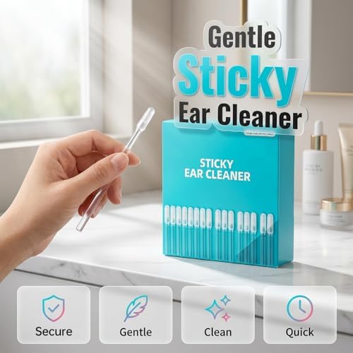 Reusable Sticky Ear Cleaning Stick, 2026 Upgraded Earwax Removal Adhesive Swabs, Gentle Ear Wax Removal Tools for Adults, Home (1 Set/24 PCS)