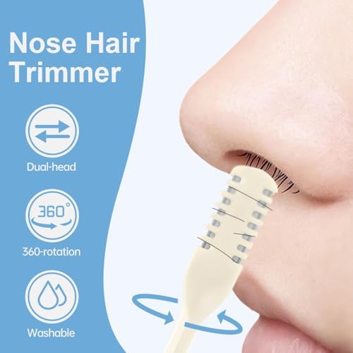 2-in-1 Nasal Hair Cutter, New Double Sided Nose Hair Knife for Men Women, 360° Rotating Nose Hairs Trimmer, Portable Manual Nostril Hair Remover Travel Essentials (5 PCS)