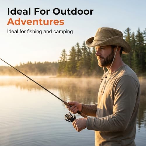 Sun Hats for Men Women, Summer Packable Fishing Hat with String, Protection Bucket Hat for Fishing Hiking Garden Beach