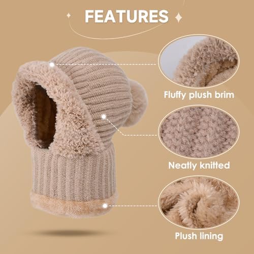 3 in 1 Beanie Hat with Scarf and Mask, 2026 New Women's Knitted Hat, Warm 3 in 1 Beanie Hat for Women