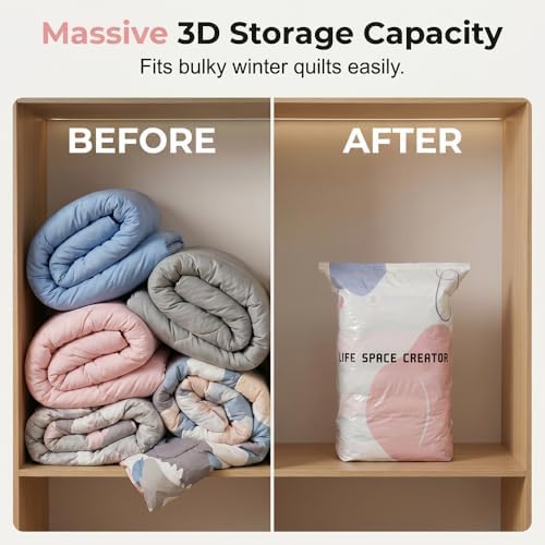 No-pump Large Vacuum Storage Compression Bag (Medium*2+1 Large*2) | Press & Seal Space-Saving Compression Bag for Clothes Bedding