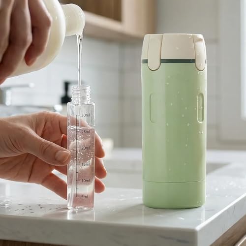 4 in 1 Travel Dispenser, 4 Pack 30ML Leak Proof Travel Bottles for Toiletries, Portable 4-in-1 Travel Dispenser Bottle Travel Refill Bottle for Shampoo Lotion Conditioner Cream (Green)