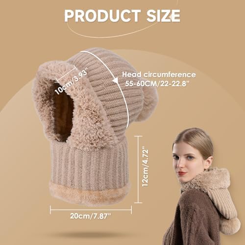 3 in 1 Beanie Hat with Scarf and Mask, 2026 New Women's Knitted Hat, Warm 3 in 1 Beanie Hat for Women
