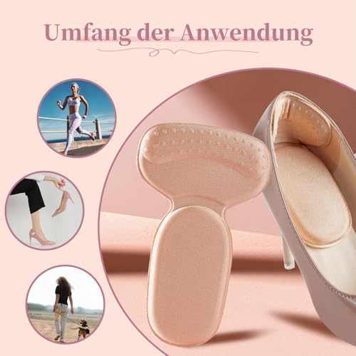 Heel Pads for Shoes, Anti-Slip Heel Liners Soft Cushion Heel Protector Pads for Women Men Shoes, Heel Grippers Heel Protector Sticker for Loose Shoes (8, Beige)