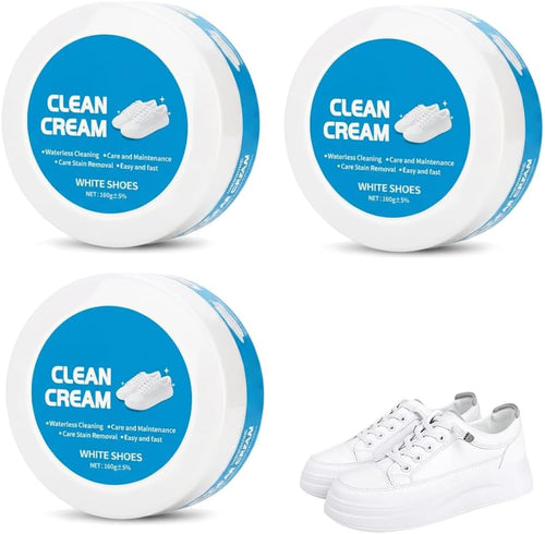 2Pcs White Shoe Cleaner Cream, Gentle Care Shoe Cleaner & Whitening Cream, Multipurpose No-Wash Solid Comes with Sponge
