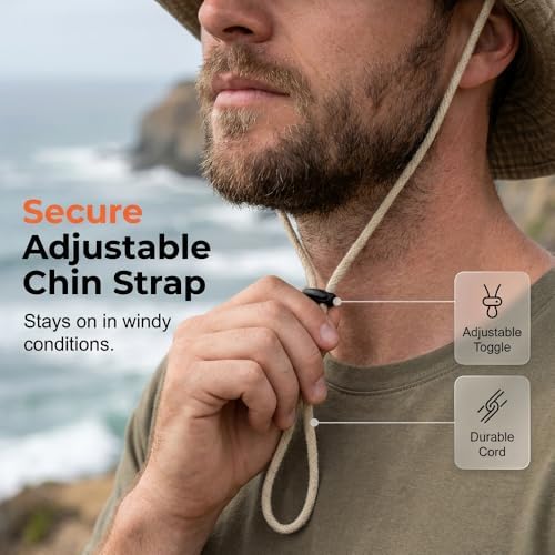 Sun Hats for Men Women, Summer Packable Fishing Hat with String, Protection Bucket Hat for Fishing Hiking Garden Beach