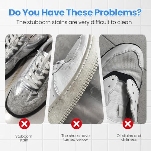 2Pcs White Shoe Cleaner Cream, Gentle Care Shoe Cleaner & Whitening Cream, Multipurpose No-Wash Solid Comes with Sponge