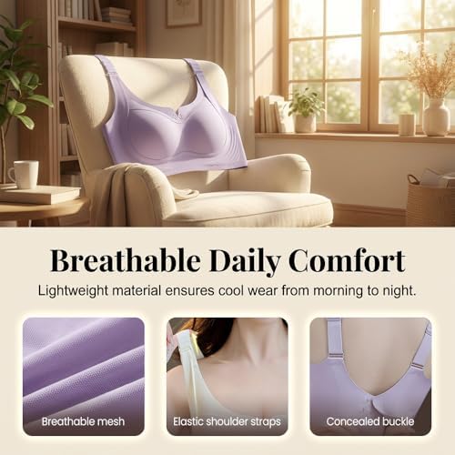 Womens Seamless Lift Bras, 2026 Upgrade Push Up Full Coverage Custom Bust Shaping Bra, Wireless Soft Bralettes for Seniors
