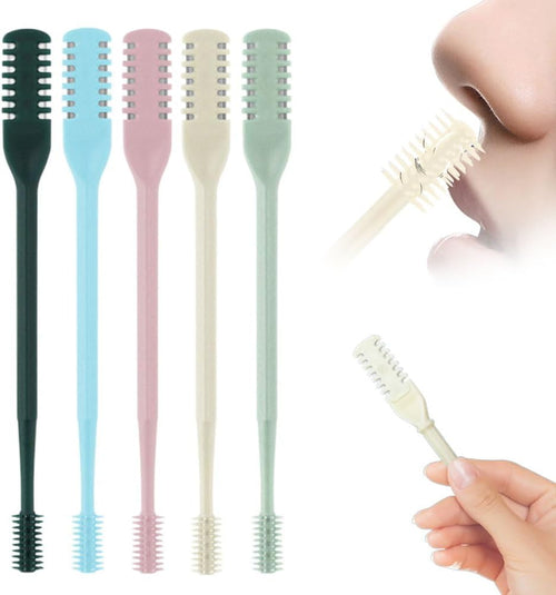 2-in-1 Nasal Hair Cutter, New Double Sided Nose Hair Knife for Men Women, 360° Rotating Nose Hairs Trimmer, Portable Manual Nostril Hair Remover Travel Essentials (5 PCS)