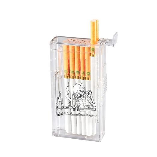 Plastic Cigarette Case/Box for 100's Cigarette Portable Transparent Can Hold 20pcs Slim Cigarettes (Transparent White)