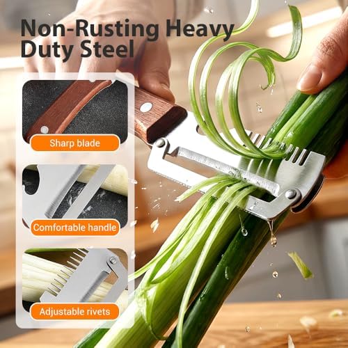Premium Vegetable Peeler with Wooden Handle and Bottle Opener, 2026 Upgrade Multifunctional Vegetable Peeler for Kitchen, Multi-Functional Kitchen Gadgets Tool for Fruit Vegetables Potato (1)