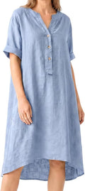 Womens Summer Dress, Cotton Dresses for Women, Women's Summer Linen Dresses Plus Size Sun Dress with Pockets