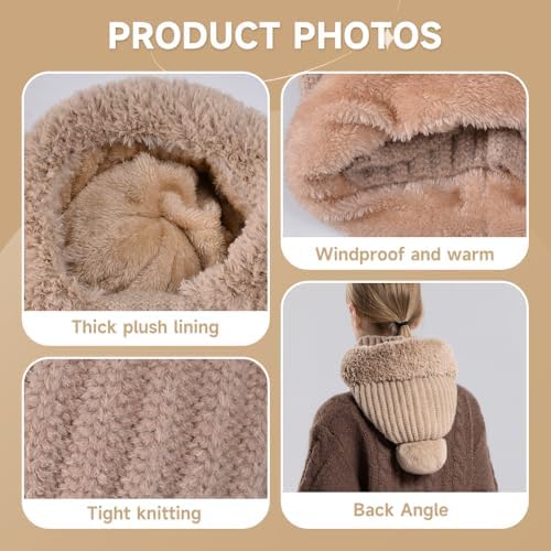 3 in 1 Beanie Hat with Scarf and Mask, 2026 New Women's Knitted Hat, Warm 3 in 1 Beanie Hat for Women