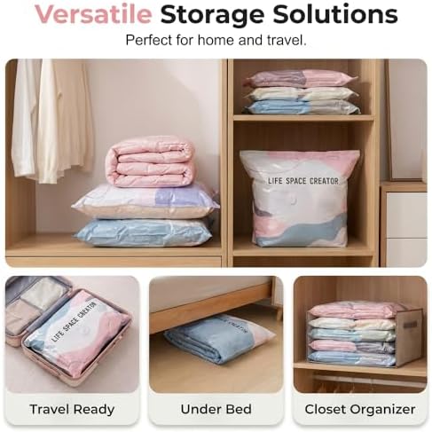 No-pump Large Vacuum Storage Compression Bag (Medium*2+1 Large*2) | Press & Seal Space-Saving Compression Bag for Clothes Bedding