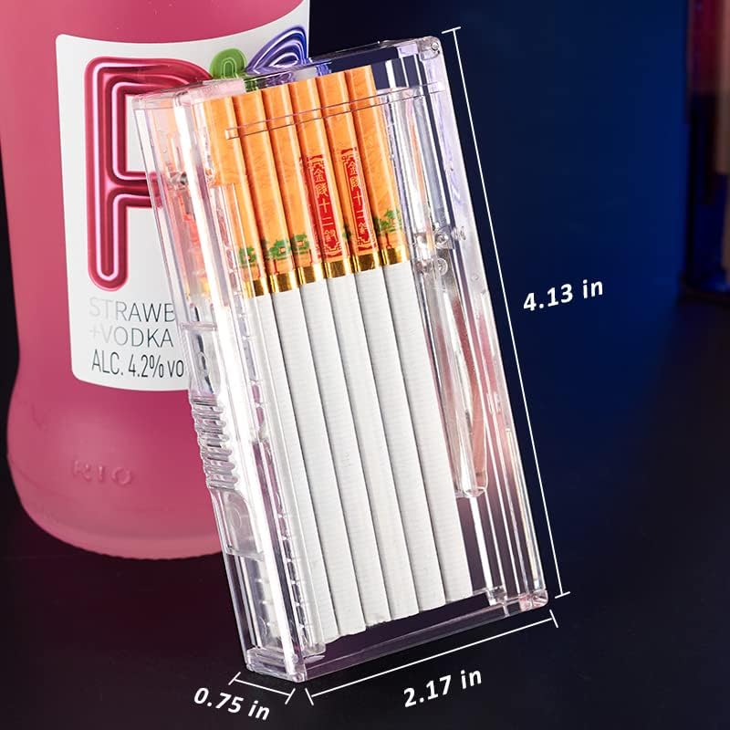 Plastic Cigarette Case/Box for 100's Cigarette Portable Transparent Can Hold 20pcs Slim Cigarettes (Transparent White)