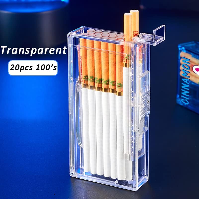 Plastic Cigarette Case/Box for 100's Cigarette Portable Transparent Can Hold 20pcs Slim Cigarettes (Transparent White)