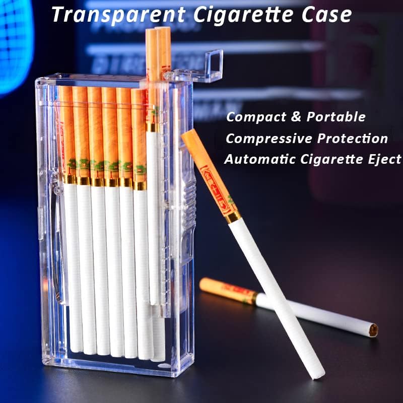 Plastic Cigarette Case/Box for 100's Cigarette Portable Transparent Can Hold 20pcs Slim Cigarettes (Transparent White)