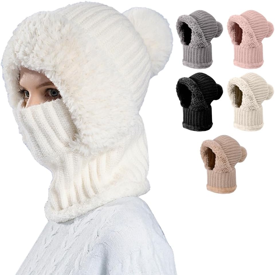 3 in 1 Beanie Hat with Scarf and Mask, 2026 New Women's Knitted Hat, Warm 3 in 1 Beanie Hat for Women