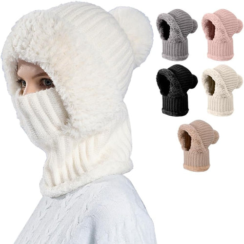 3 in 1 Beanie Hat with Scarf and Mask, 2026 New Women's Knitted Hat, Warm 3 in 1 Beanie Hat for Women