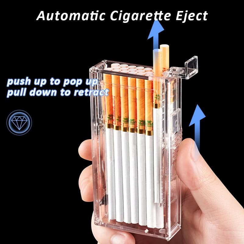 Plastic Cigarette Case/Box for 100's Cigarette Portable Transparent Can Hold 20pcs Slim Cigarettes (Transparent White)