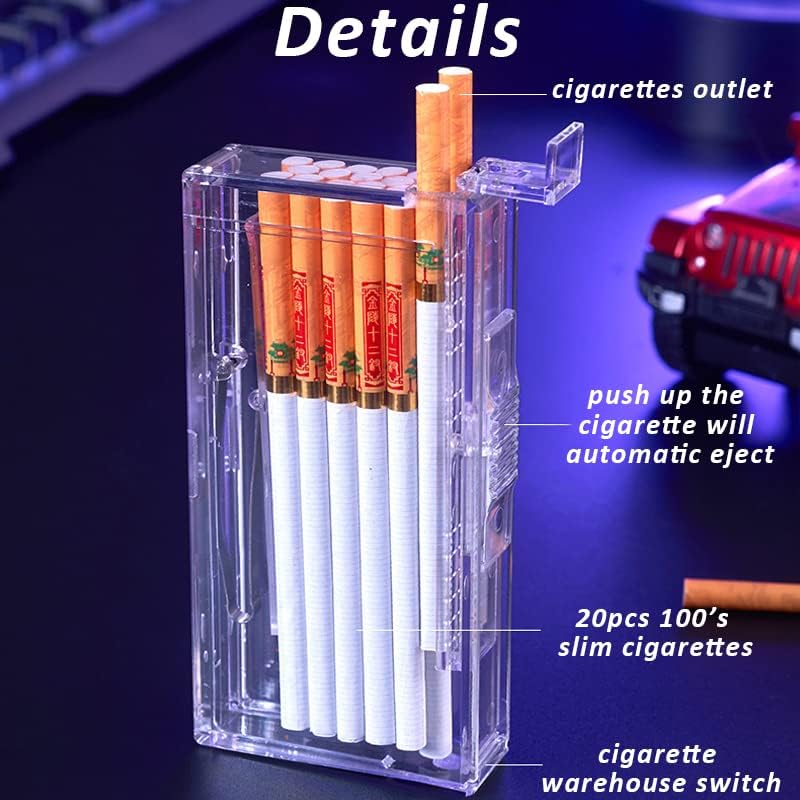 Plastic Cigarette Case/Box for 100's Cigarette Portable Transparent Can Hold 20pcs Slim Cigarettes (Transparent White)