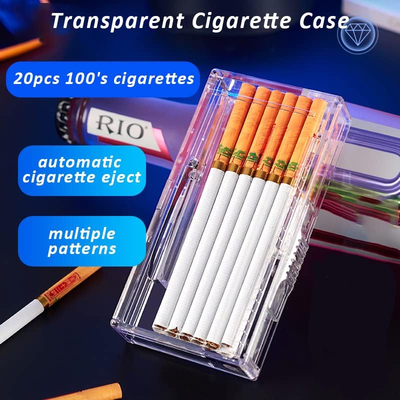 Plastic Cigarette Case/Box for 100's Cigarette Portable Transparent Can Hold 20pcs Slim Cigarettes (Transparent White)