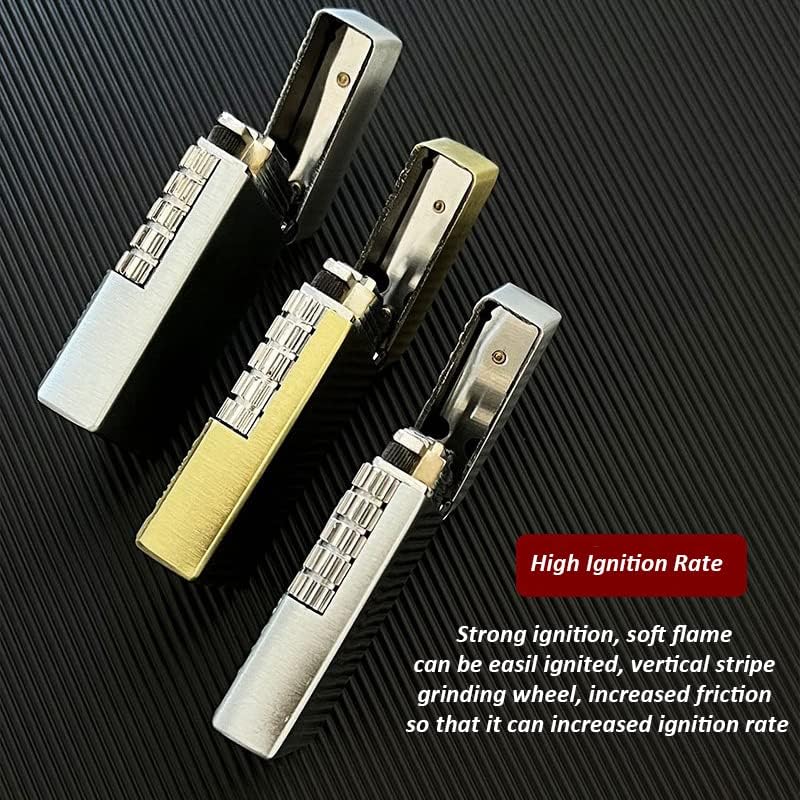 Lighters Vintage Soft Flame Lighter Traditional Flame Embossed Lighter Vertical Ignition Roller Cool Lighters Unique Birthday Gifts (Silver Tiger)