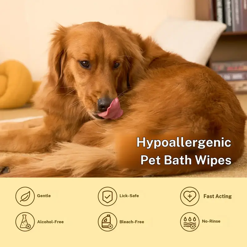 【Summer Sale】HICC PET Disposable Dog Grooming Wipes (20pcs) - Natural, Hypoallergenic, No-Rinse Mess-Free Grooming Wipes with Fermented Oils for Hair Removal, Sticky Hair Control, Deodorizing, Skin Moisture, Paw Care, Outdoor Use