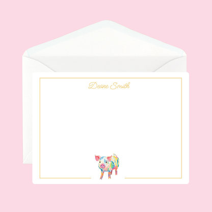 Personalized Pig Notecard by The Saltwater Press