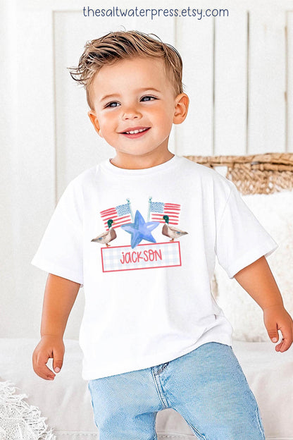 Personalized Fourth July Shirt – Custom Name Kids Patriotic Tee by The Saltwater Press